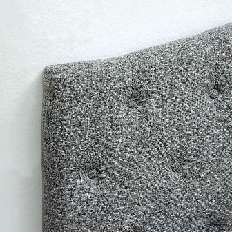 Transitional Fabric Full/Queen Tufted Headboard in Gray