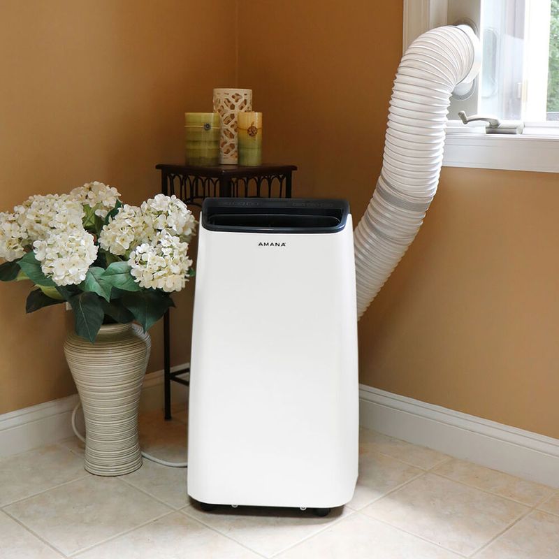 Amana - Portable Air Conditioner with Remote Control in White/Black for Rooms up to 350-Sq. Ft.