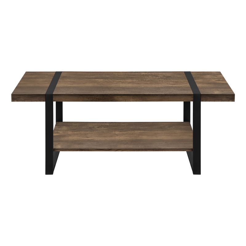 Coffee Table/ Accent/ Cocktail/ Rectangular/ Living Room/ 48"L/ Metal/ Laminate/ Brown/ Black/ Contemporary/ Modern