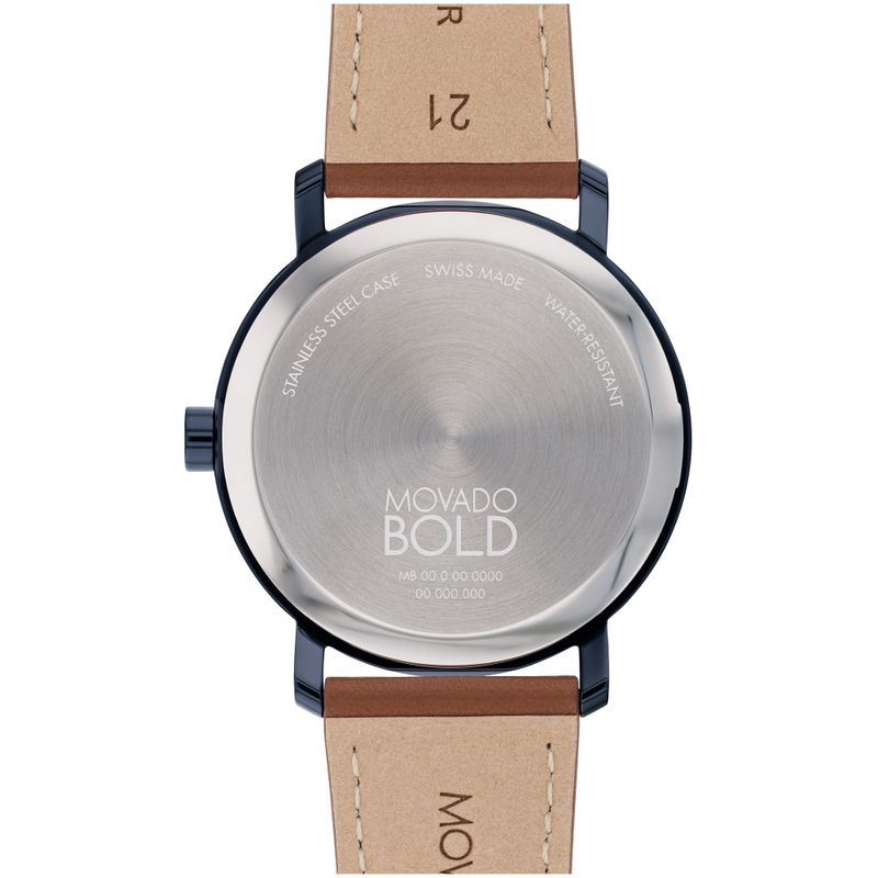 Movado - Men's Bold Evolution 2.0 Navy & Cognac Leather Strap Watch Navy Dial