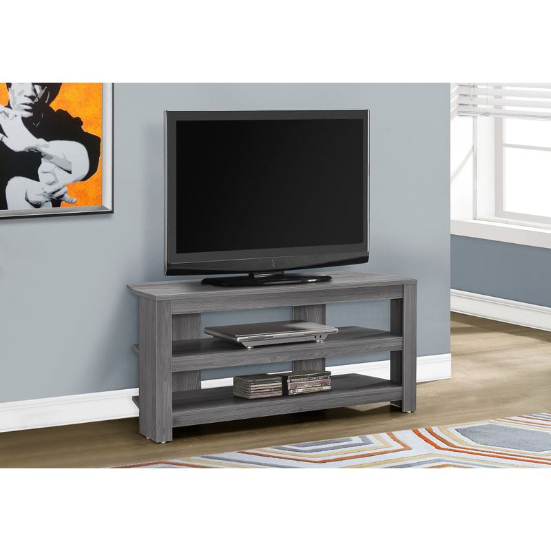 TV Stand/ 42 Inch/ Console/ Media Entertainment Center/ Storage Shelves/ Living Room/ Bedroom/ Laminate/ Grey/ Contemporary/ Modern