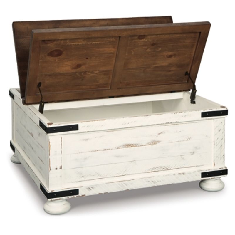 White/Brown Wystfield Cocktail Table with Storage