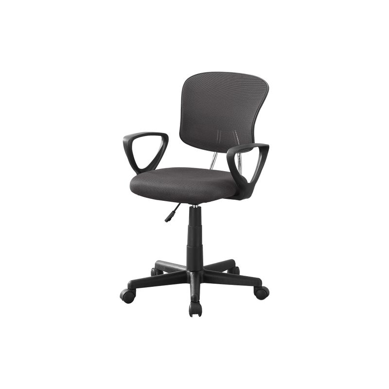 Office Chair/ Adjustable Height/ Swivel/ Ergonomic/ Armrests/ Computer Desk/ Work/ Juvenile/ Metal/ Mesh/ Grey/ Black/ Contemporary/ Modern