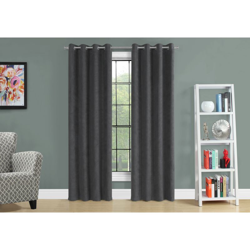 Curtain Panel/ 2pcs Set/ 54"W X 84"L/ Room Darkening/ Grommet/ Living Room/ Bedroom/ Kitchen/ Micro Suede/ Polyester/ Grey/ Contemporary/ Mo