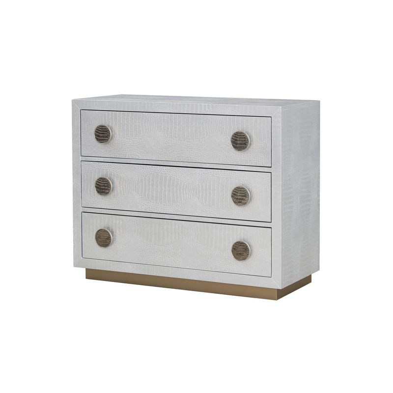 ACME Anpu Console Cabinet, Silver Faux Crocodile Skin Finish