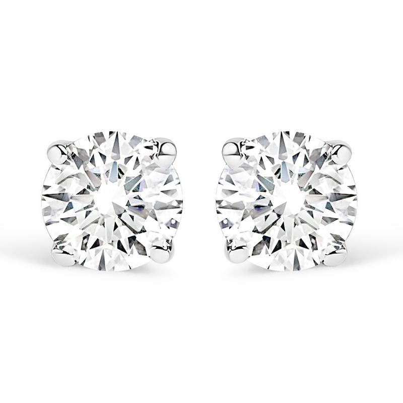 .925 Sterling Silver 1/5 Cttw Lab Grown Round Brilliant-Cut Diamond Classic 4-Prong Stud Earrings (F-G Color, VS1-VS2 Clarity)