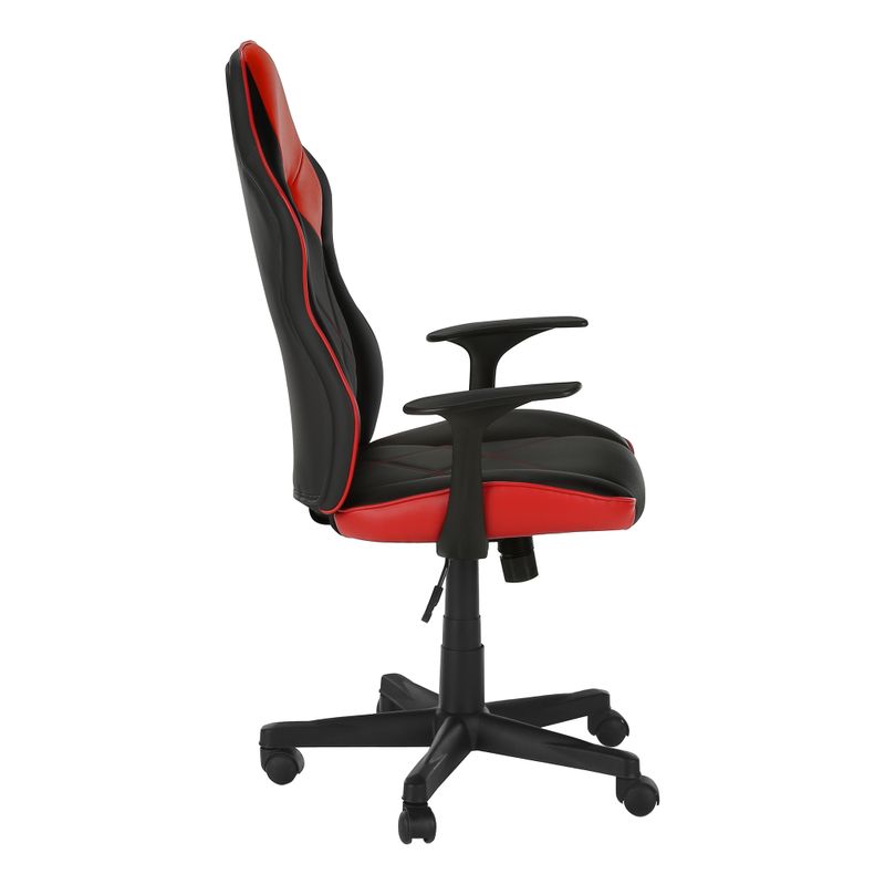 Office Chair/ Gaming/ Adjustable Height/ Swivel/ Ergonomic/ Armrests/ Computer Desk/ Work/ Pu Leather Look/ Metal/ Red/ Black/ Contemporary/