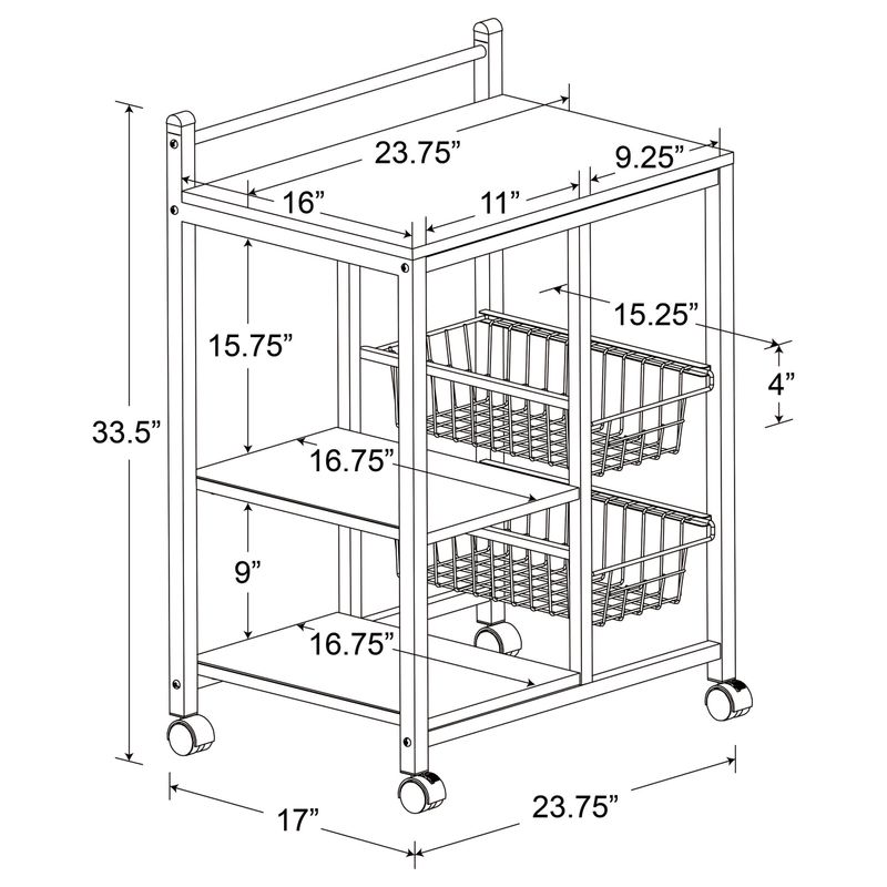 Kelvin 2-shelf Kitchen Cart Natural Brown and White