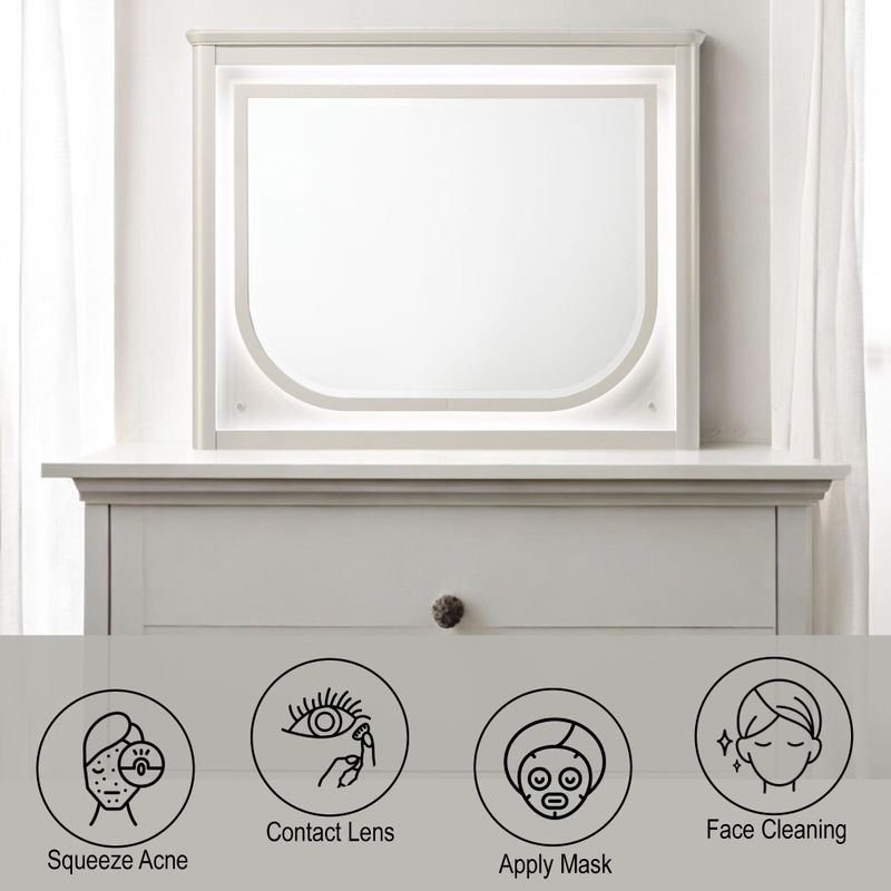 ACME Laveda Mirror w/LED in Pearl White Finish