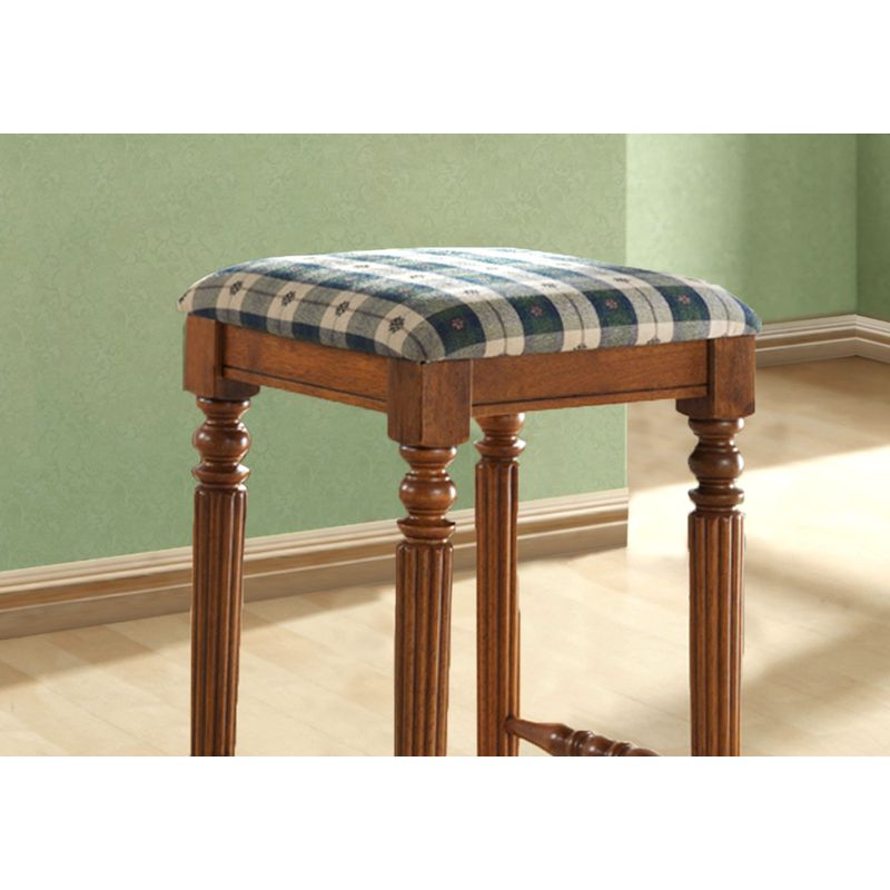 Bar Stool/ Set Of 2/ Bar Height/ Wood/ Fabric/ Brown/ Green/ Traditional