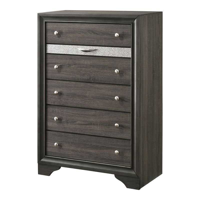 Contemporary White 6-Drawer Chest in Grey