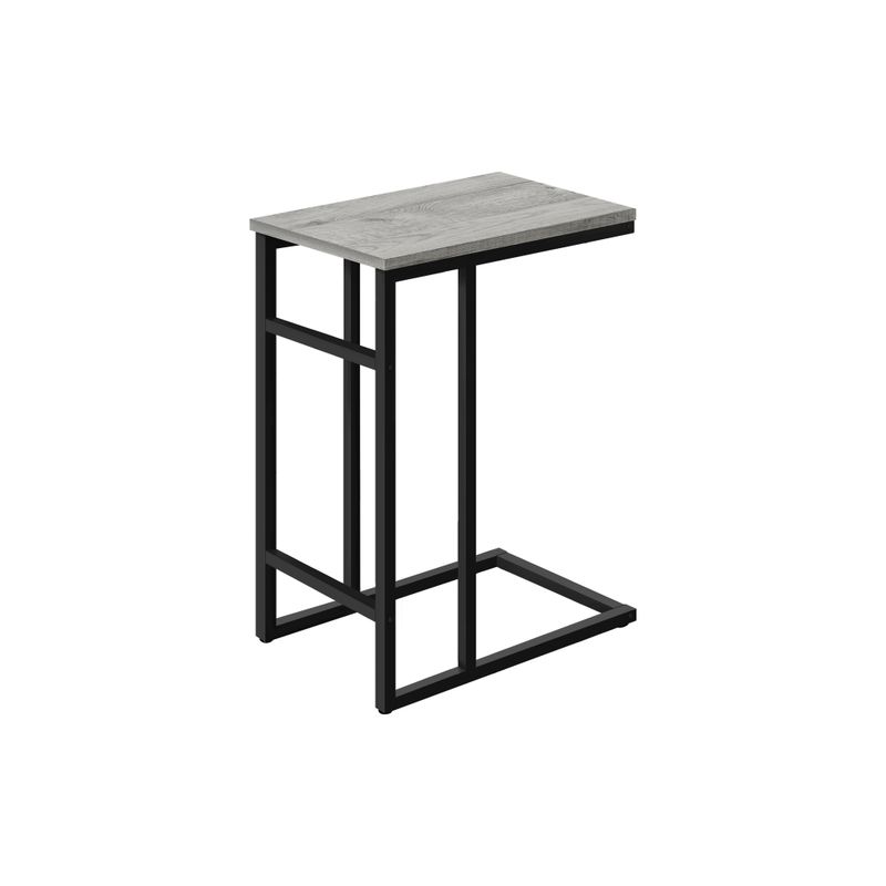 Accent Table/ C-shaped/ End/ Side/ Snack/ Living Room/ Bedroom/ Metal/ Laminate/ Grey/ Black/ Contemporary/ Modern