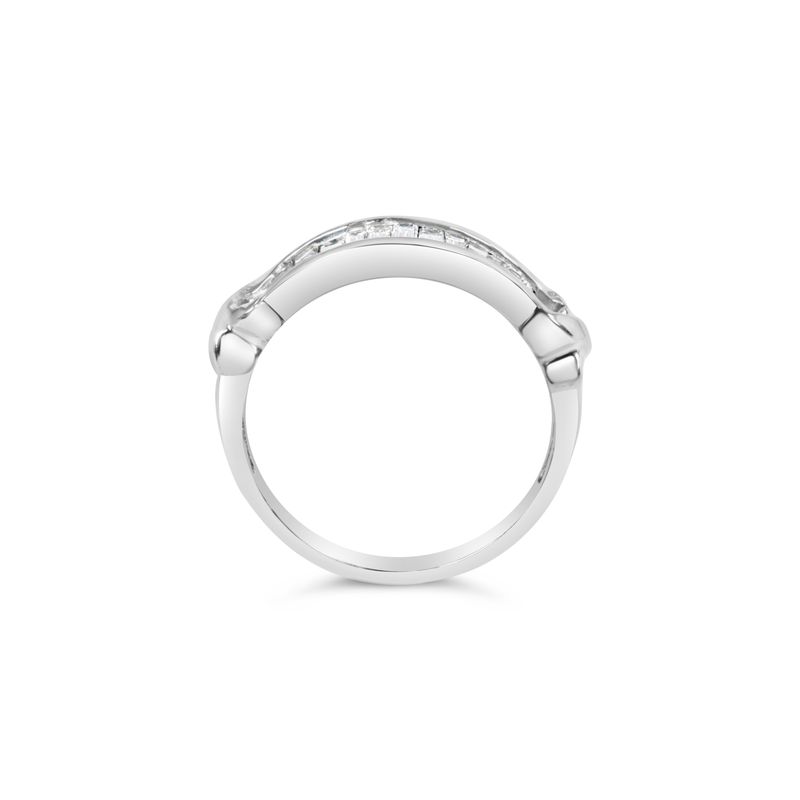 .925 Sterling Silver 1/2 Cttw Baguette Cut Diamond Channel Set X-Station Wedding Ring (H-I Color, I1-I2 Clarity) - Size 7-1/2