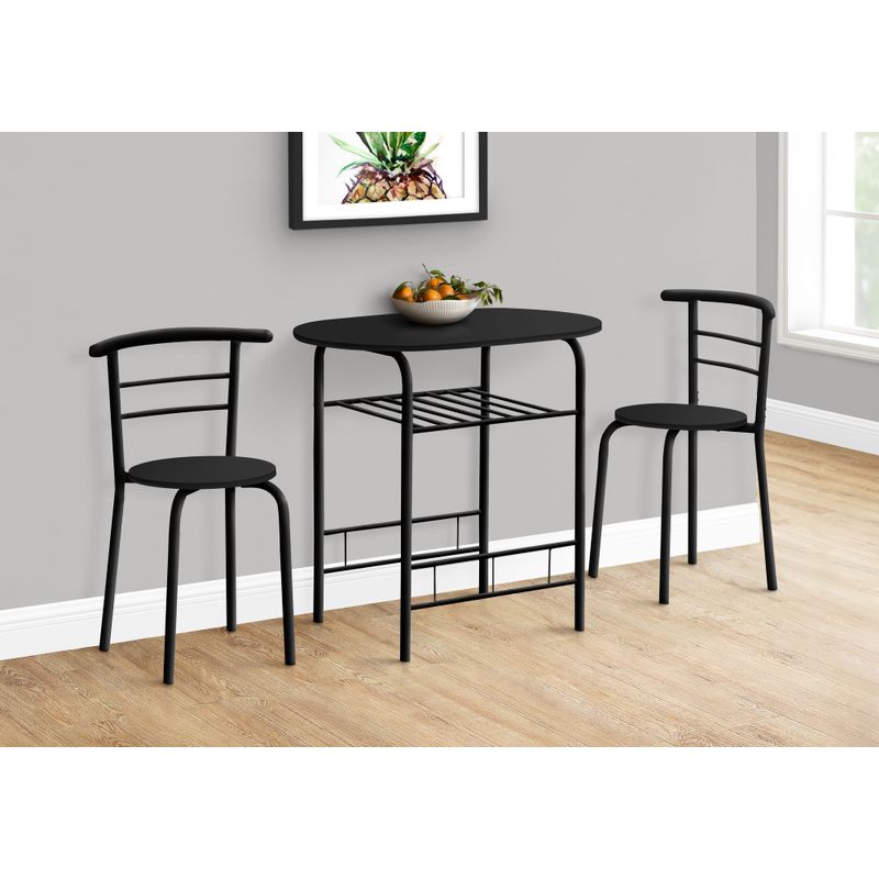 Dining Table Set/ 3pcs Set/ Small/ 32" L/ Kitchen/ Metal/ Laminate/ Black/ Contemporary/ Modern