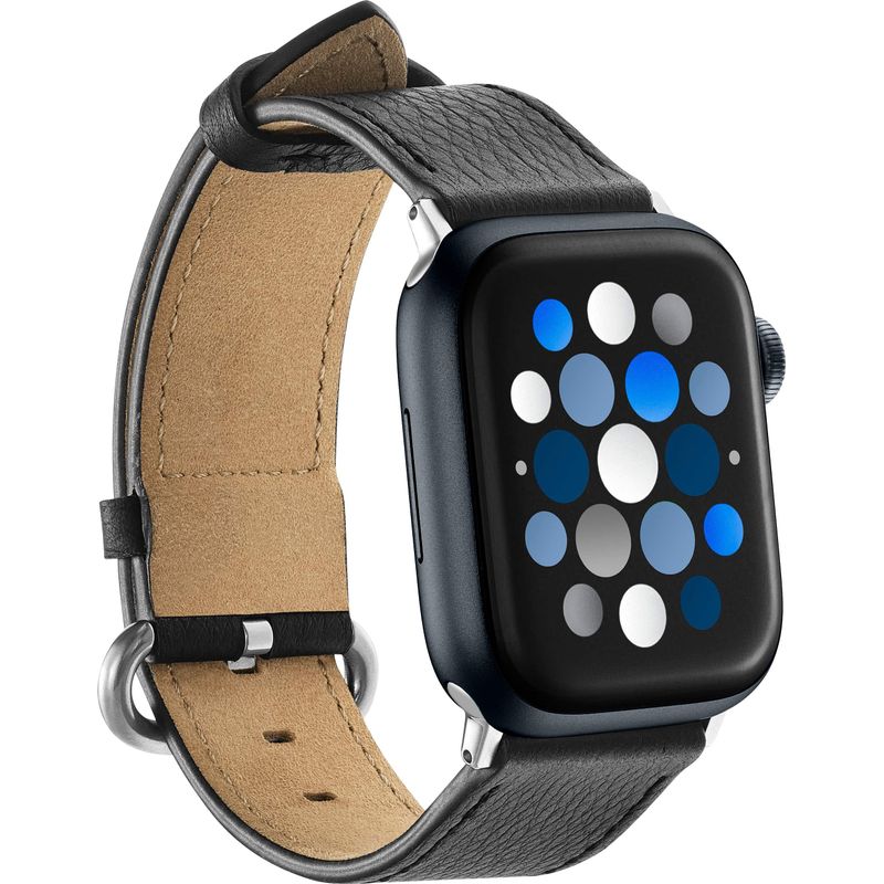 Insignia&trade; - Genuine Leather Band for Apple Watch 38mm, 40mm, 41mm, 42 mm Series 10, and SE - Black