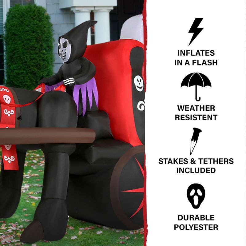 6-Ft.Tall Pre-Lit Inflatable Skull Carriage