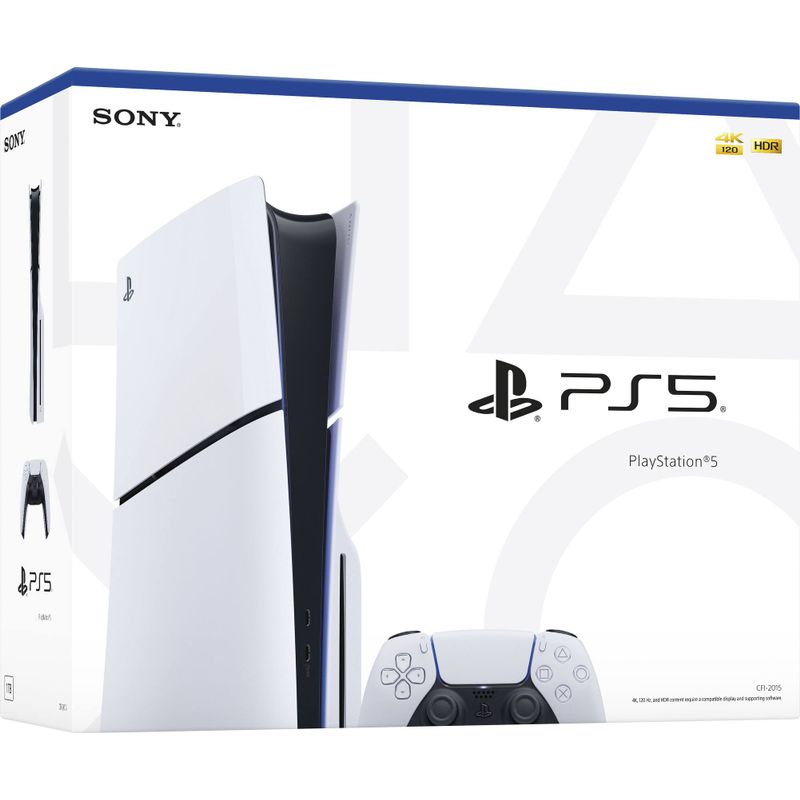 Sony - PlayStation 5 Slim Console - White With Accessories & White Controller (Total 2 Controllers Included)