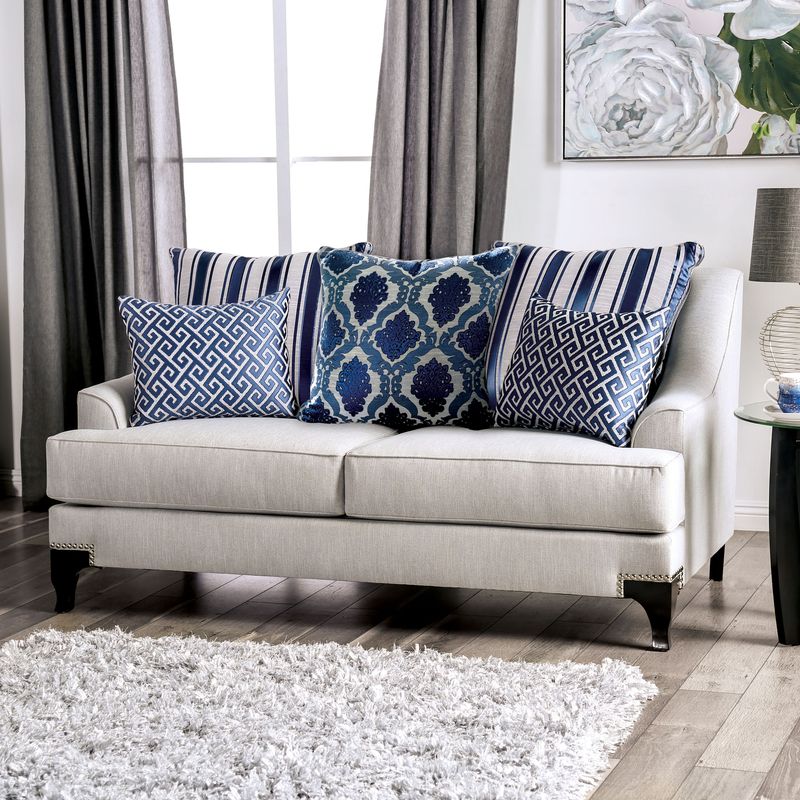 Transitional Chenille Sloped Arms 2-Piece Sofa Set