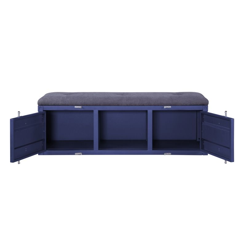 ACME Cargo Bench w/Storage, Gray Fabric & Blue