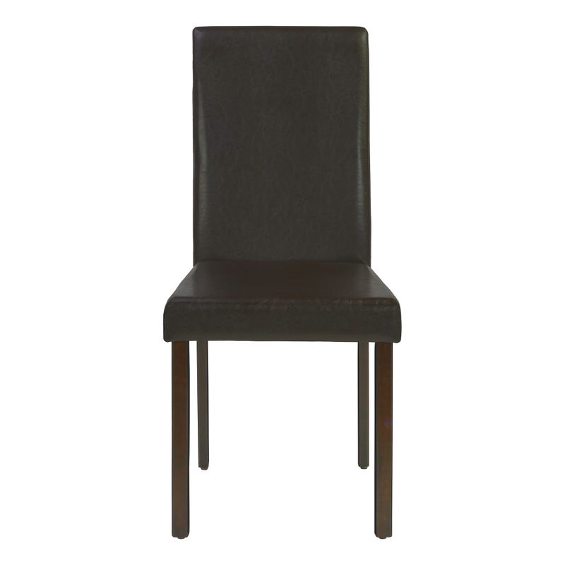 Dining Chair/ Set Of 2/ Side/ Upholstered/ Kitchen/ Dining Room/ Pu Leather Look/ Wood Legs/ Brown/ Transitional