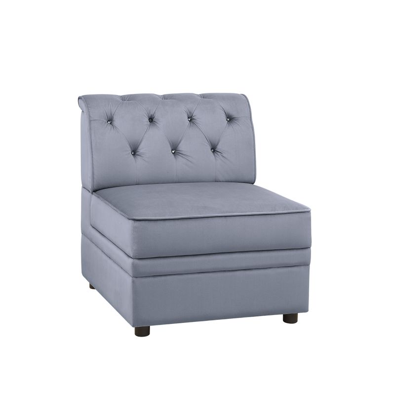 ACME Bois II Modular - Armless Chair, Gray Velvet