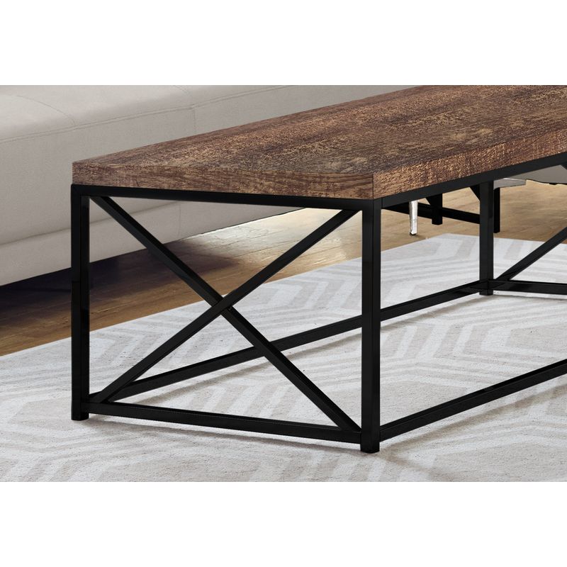 Coffee Table/ Accent/ Cocktail/ Rectangular/ Living Room/ 44"L/ Metal/ Laminate/ Brown/ Black/ Contemporary/ Modern