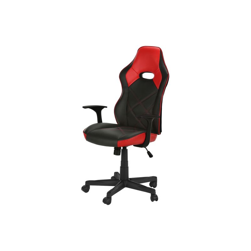 Office Chair/ Gaming/ Adjustable Height/ Swivel/ Ergonomic/ Armrests/ Computer Desk/ Work/ Pu Leather Look/ Metal/ Red/ Black/ Contemporary/