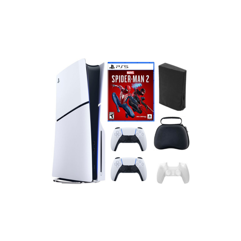 Playstation 5 Slim + Spiderman Bundle with Extra Controller, Accessories