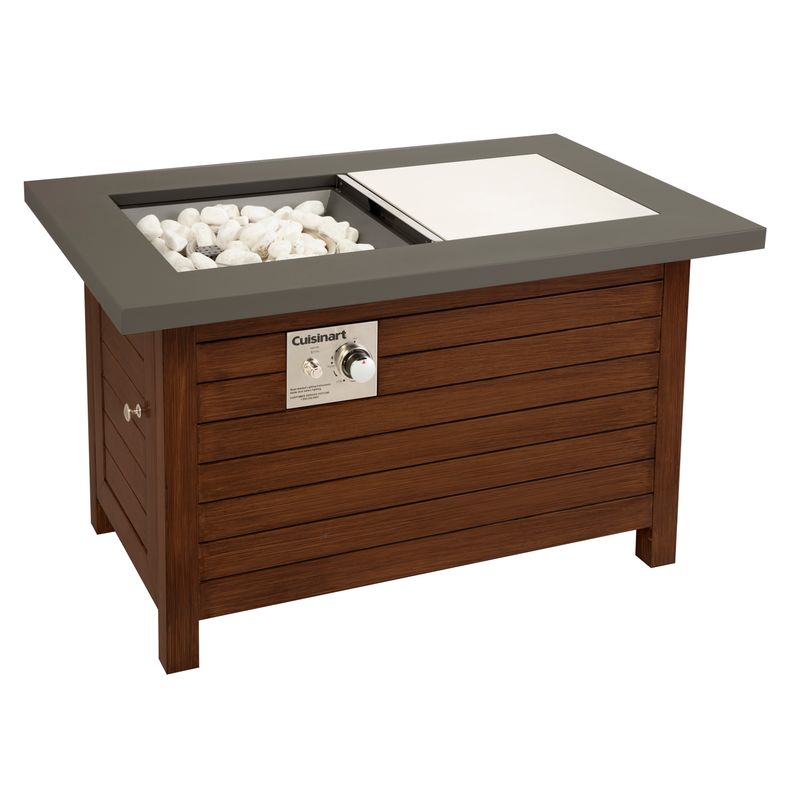 Cuisinart - Patio Fire Pit Table Woodgrain Metal