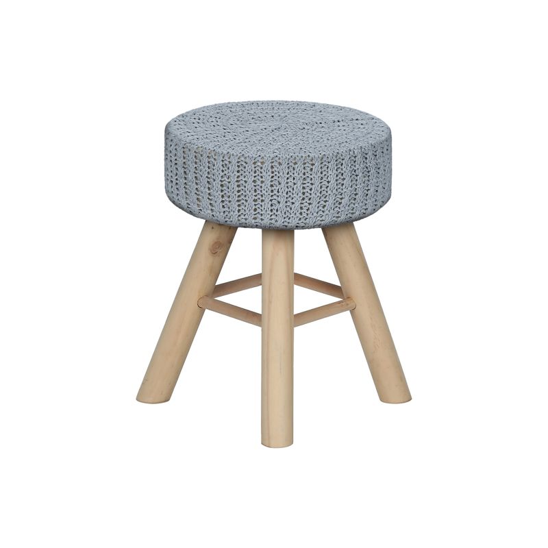 Ottoman/ Pouf/ Footrest/ Foot Stool/ 12" Round/ Velvet/ Wood Legs/ Grey/ Natural/ Contemporary/ Modern