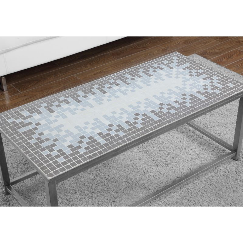 Coffee Table/ Accent/ Cocktail/ Rectangular/ Living Room/ 42" L/ Metal/ Tile/ Blue/ Grey/ Transitional