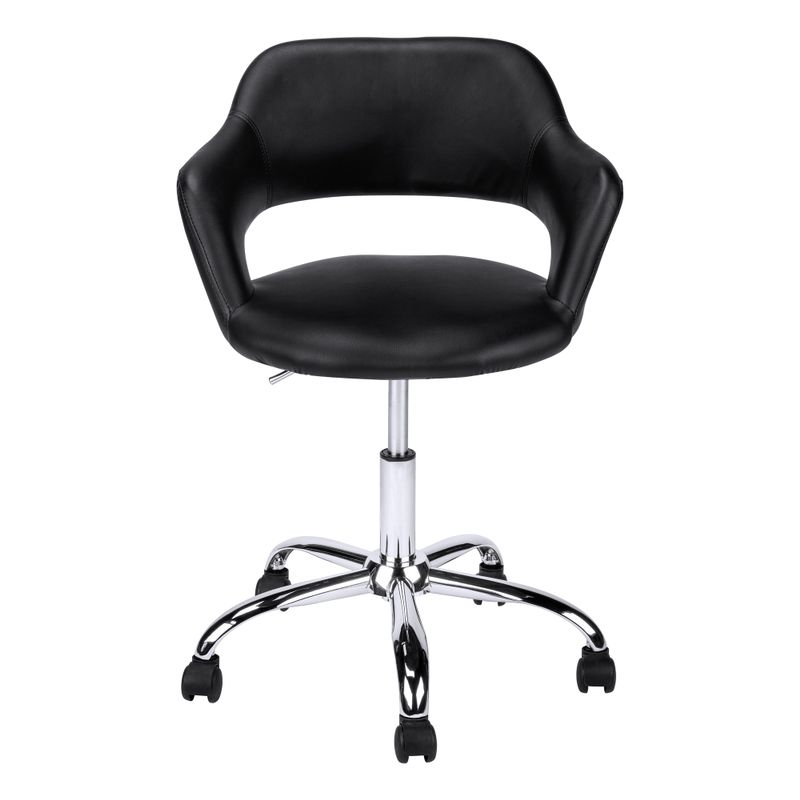 Office Chair/ Adjustable Height/ Swivel/ Ergonomic/ Armrests/ Computer Desk/ Work/ Metal/ Pu Leather Look/ Black/ Chrome/ Contemporary/ Mode