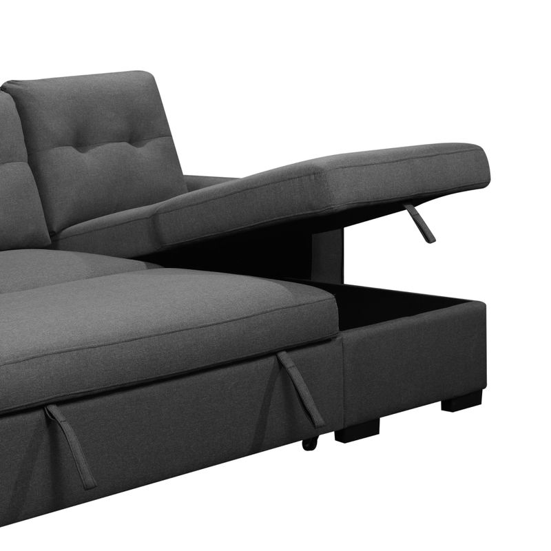 Irving 89 in. Dark Grey Right Facing L-Shaped Sleeper Sectional with Storage