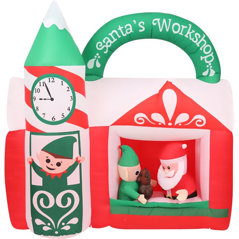 Christmas Time 7-Ft. Pre-Lit Inflatable Santa's Workshop Outdoor Christmas Decoration