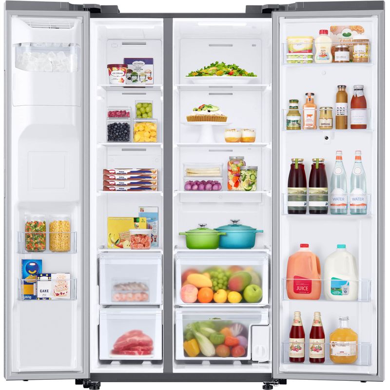 Samsung - 26.7 cu. ft. Side-by-Side Smart Refrigerator with 21.5" Touch-Screen Family Hub - Stainless steel