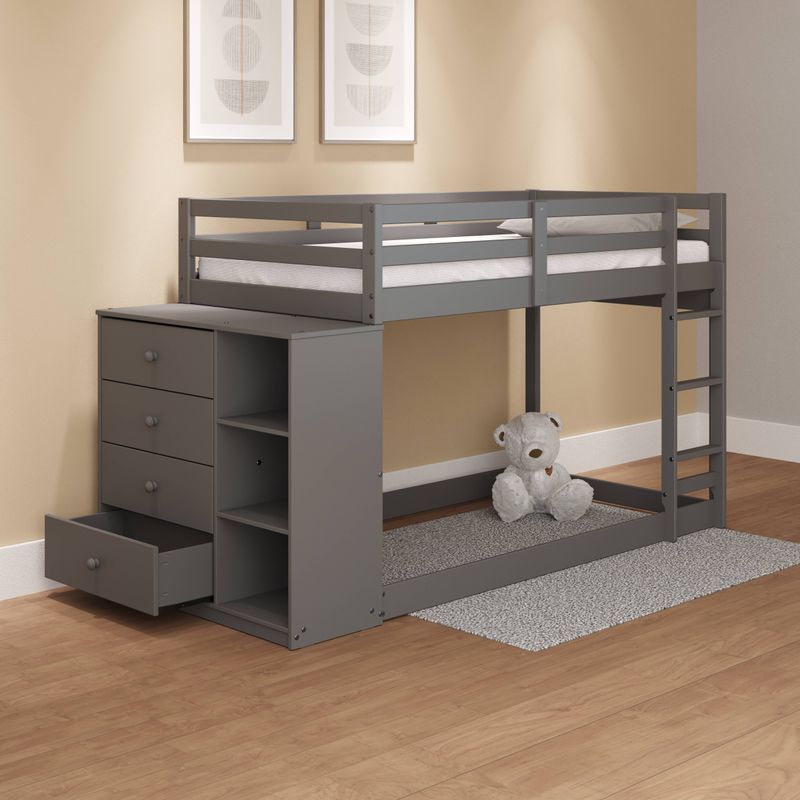 ACME Gaston Twin/Twin Bunk Bed w/4 Drawers & 3 Compartments, Gray Finish