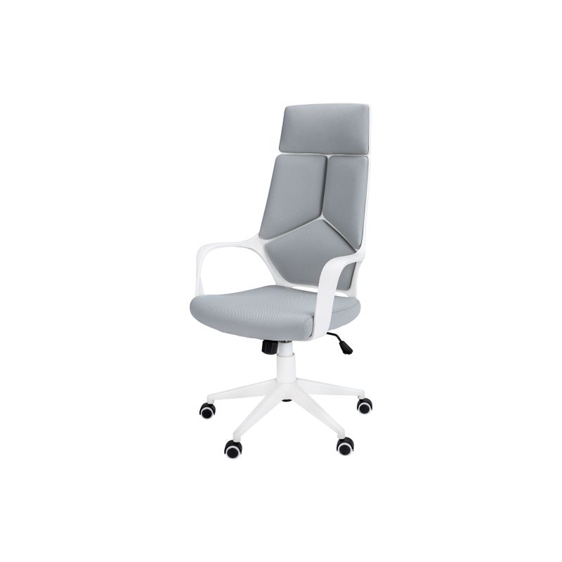 Office Chair/ Adjustable Height/ Swivel/ Ergonomic/ Armrests/ Computer Desk/ Work/ Metal/ Fabric/ White/ Grey/ Contemporary/ Modern