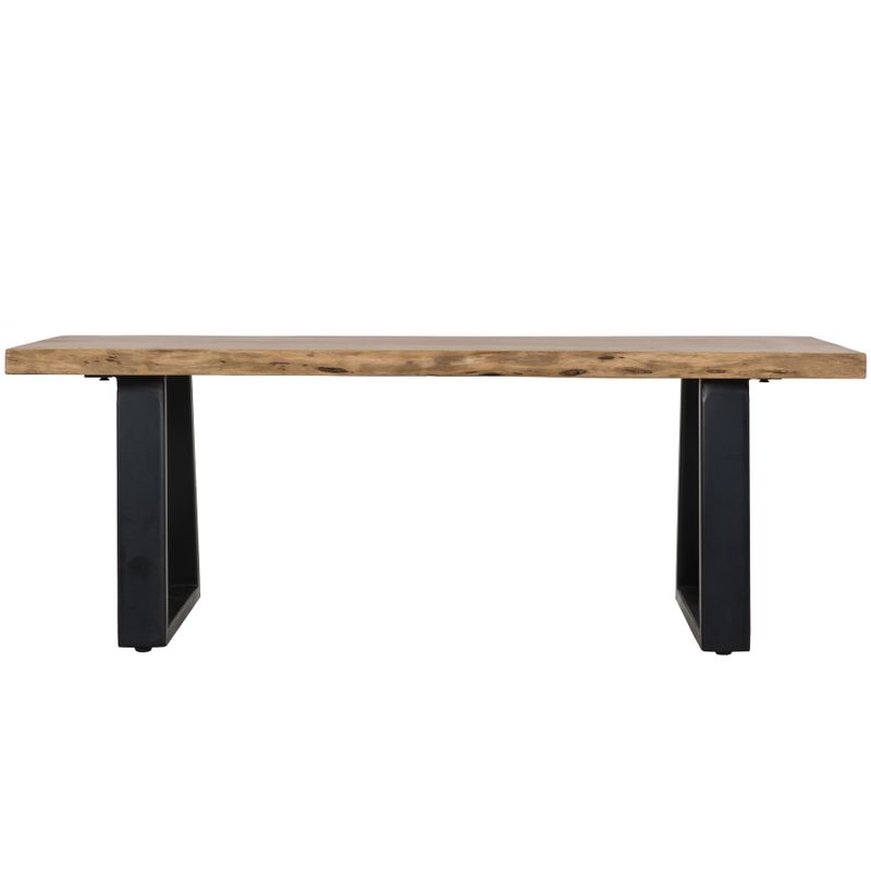 Kiel Brown/Black Acacia Solid Wood Backless Dining Bench 70 in. W x 18 in. H