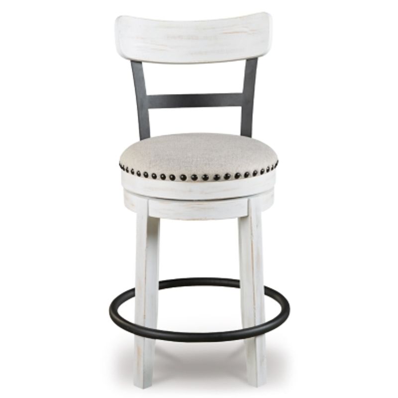 White Valebeck Upholstered Swivel Barstool (1/CN)