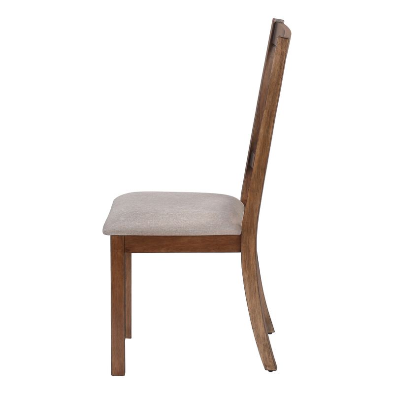 Dining Chair/ Set Of 2/ Side/ Upholstered/ Kitchen/ Dining Room/ Pu Leather Look/ Wood Legs/ Brown/ Beige/ Transitional