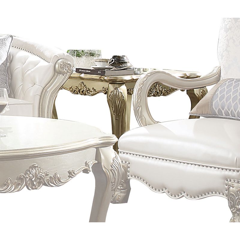 ACME Dresden End Table, Gold Patina & Bone