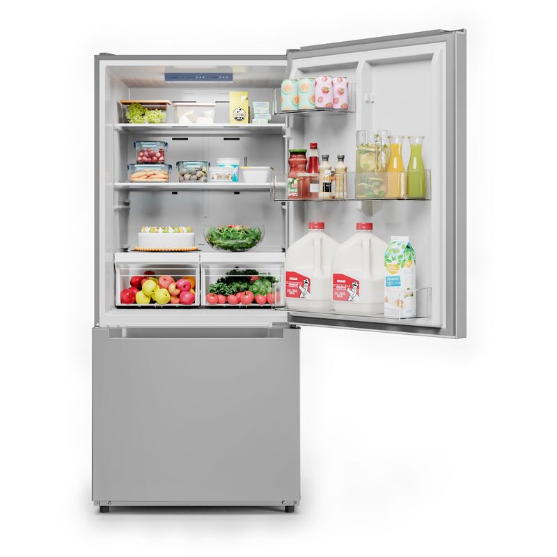 Midea - 18.7-Cu. Ft. Bottom Mount Refrigerator, Stainless Steel