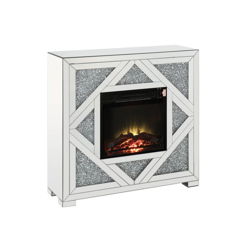 ACME Noralie Fireplace, Mirrored & Faux Diamonds