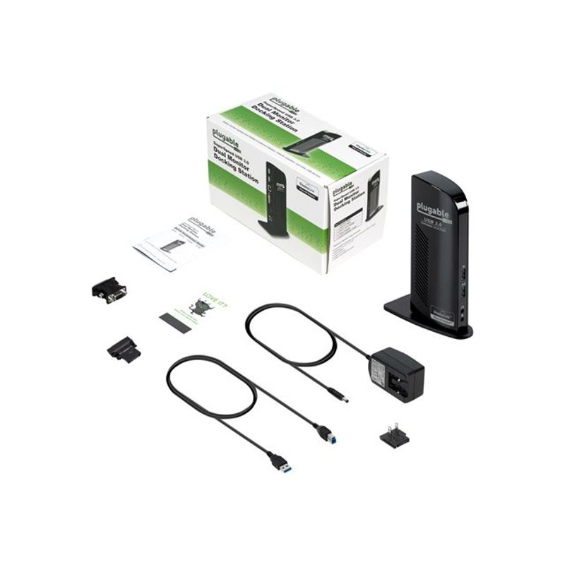 Plugable UD-3900 - docking station - USB 3.0 - DVI HDMI - 1GbE