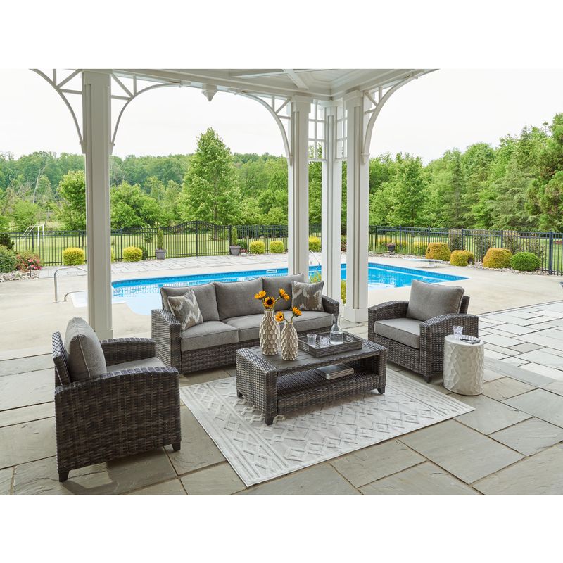 Oasis Court Outdoor Sofa/Chairs/Table Set (Set of 4)