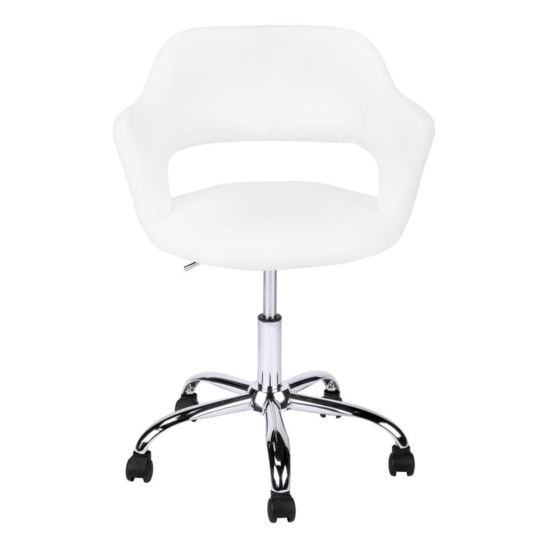 Office Chair/ Adjustable Height/ Swivel/ Ergonomic/ Armrests/ Computer Desk/ Work/ Metal/ Pu Leather Look/ White/ Chrome/ Contemporary/ Mode