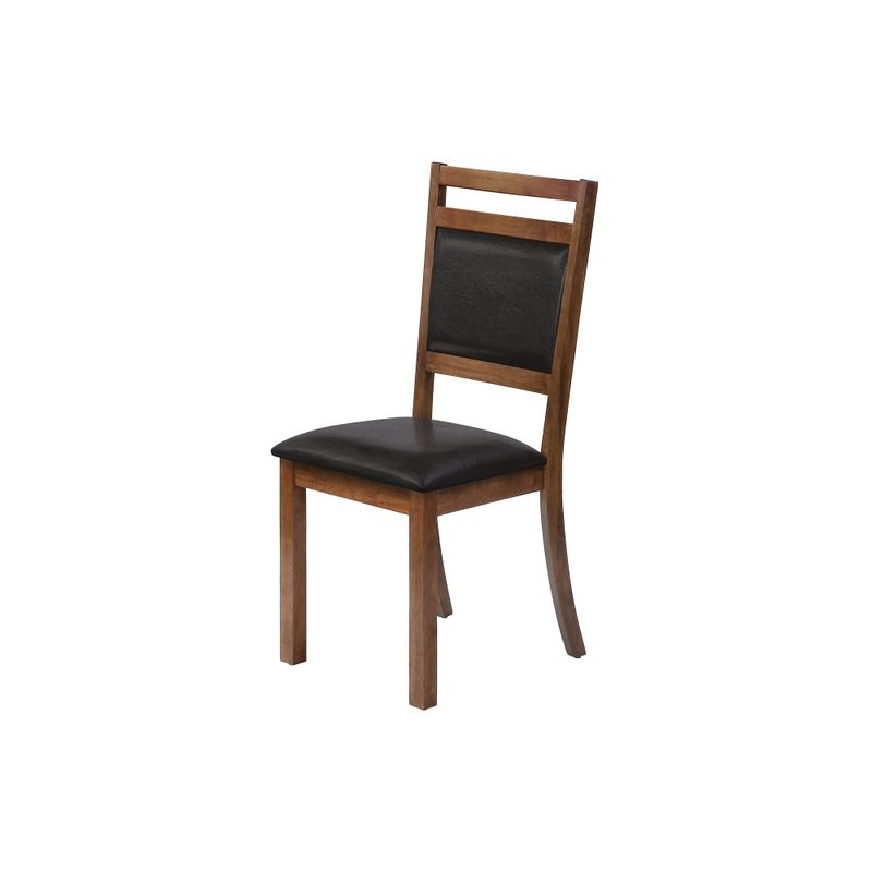 Dining Chair/ Set Of 2/ Side/ Upholstered/ Kitchen/ Dining Room/ Pu Leather Look/ Wood Legs/ Brown/ Transitional