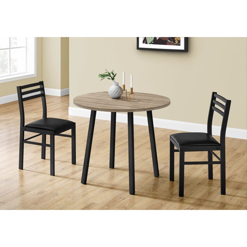 Dining Table Set/ 3pcs Set/ Small/ 35" Drop Leaf/ Kitchen/ Metal/ Laminate/ Brown/ Black/ Contemporary/ Modern