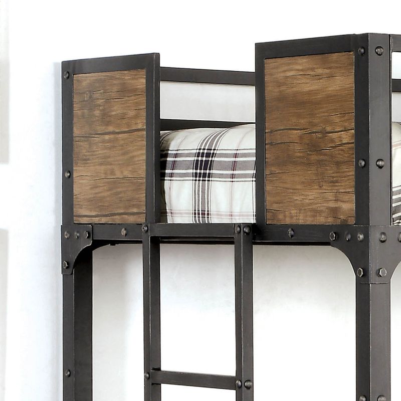 Industrial Metal Twin Over Twin Bunk Bed in Black