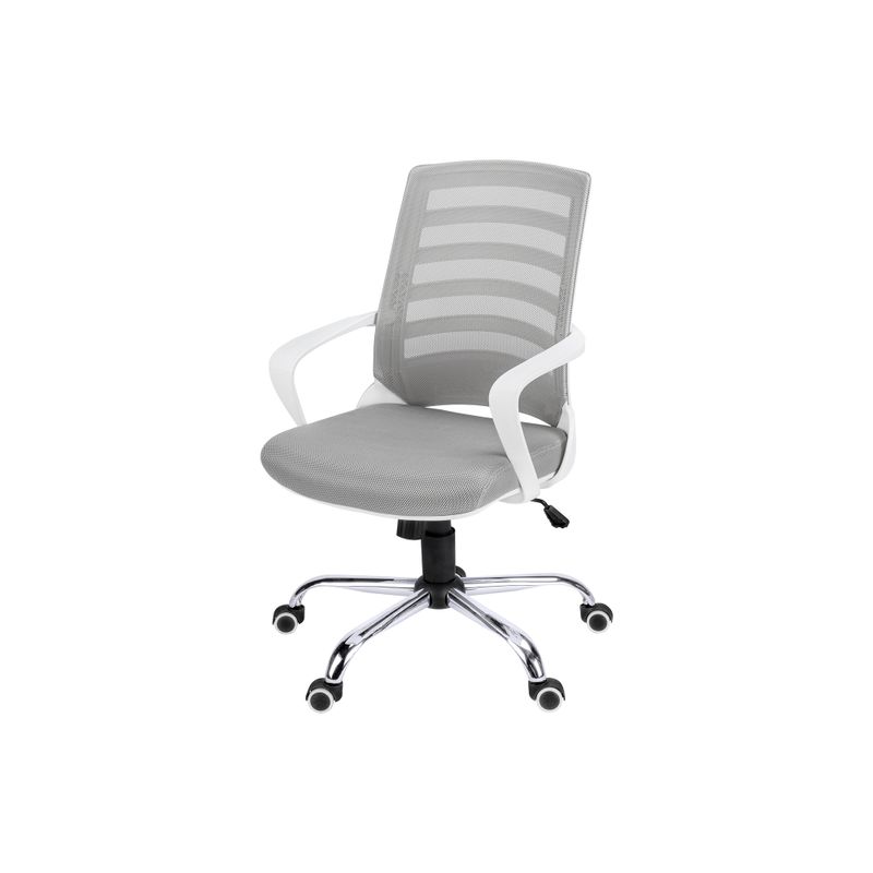 Office Chair/ Adjustable Height/ Swivel/ Ergonomic/ Armrests/ Computer Desk/ Work/ Metal/ Mesh/ White/ Chrome/ Contemporary/ Modern